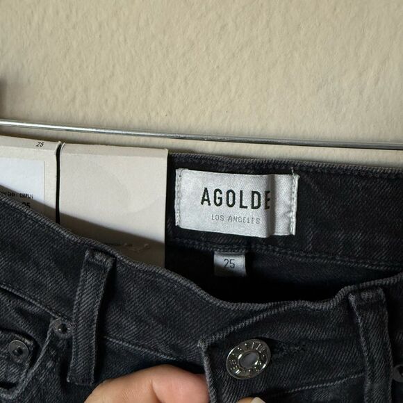 NWOT Agolde Nico High Rise Slim Fit Black Jeans Size 25 - Picture 12 of 13